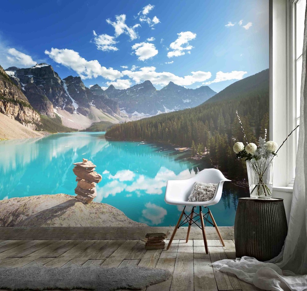 3D Mountain Forest Lake Landscape Wall Murals Wallpaper Murals Wall Sticker