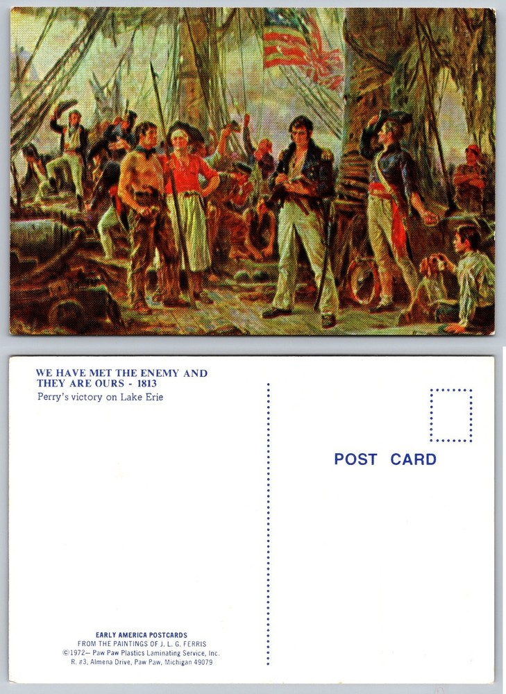 Perry's Victory Lake Erie 1813 War of 1812 Linen Postcard J.L.G. Ferris 1972