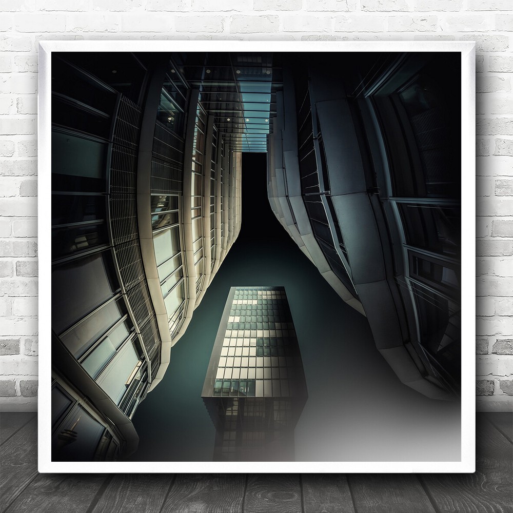 Looking Up Between The Towers Square Wall Art Print