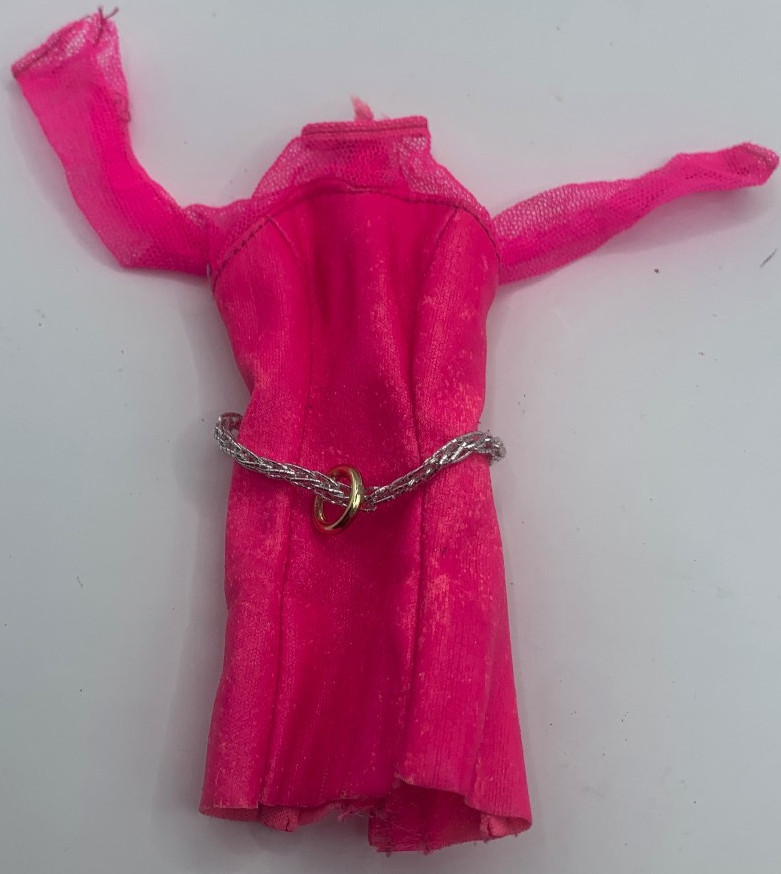 Vintage Magic Earring Barbie Doll Outfit Fashions Pink Dress Clothes Worn Out