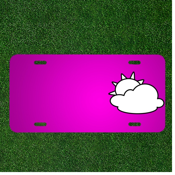 Create your own Custom Personalized Car License Plate with names and a cloudy to sunny weather design for a unique touch
