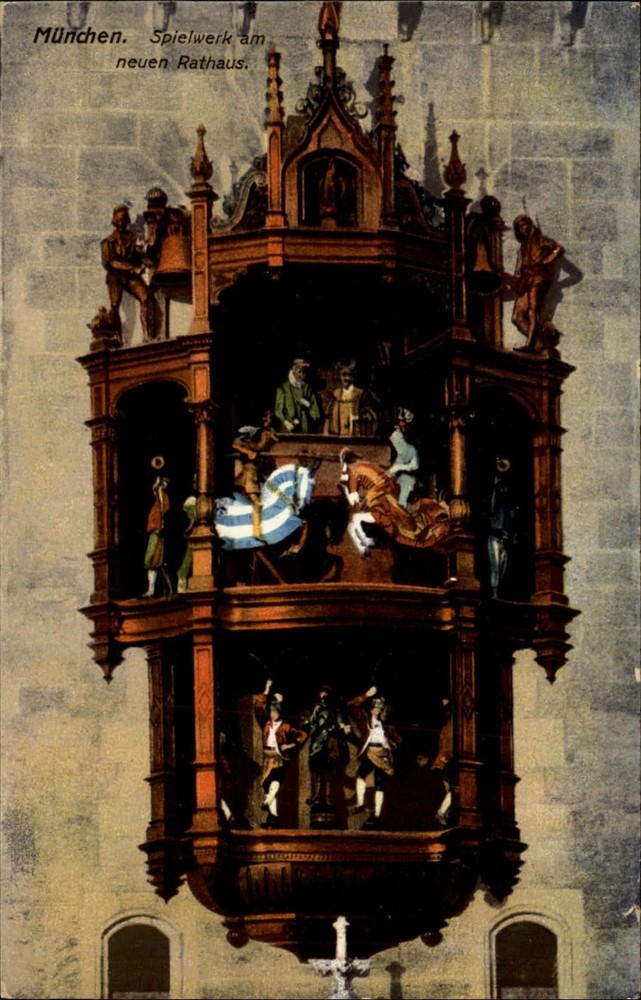 Spielwerk am neuen Rathaus Munich Germany vintage postcard s405