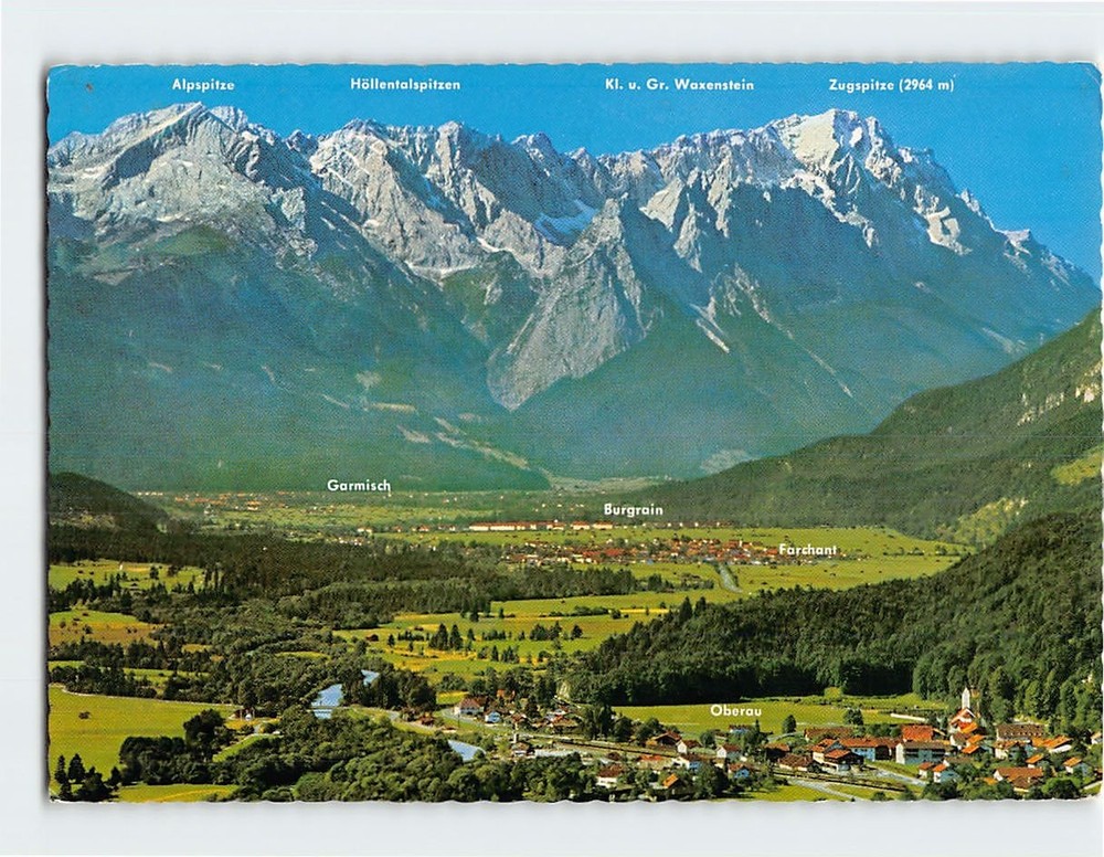 Postcard Loisachtal gegen Zugspitzgruppe Germany