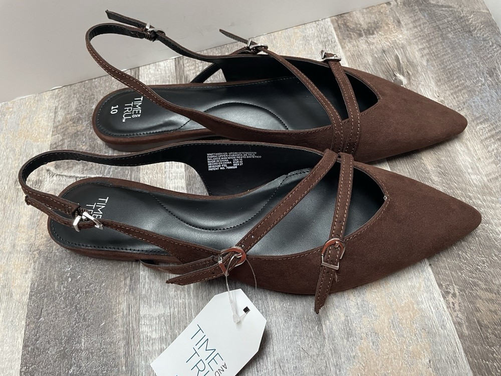 TIME and TRU ~ Brown Strappy Sling Back Women’s Shoes Size 10 Brand New!!