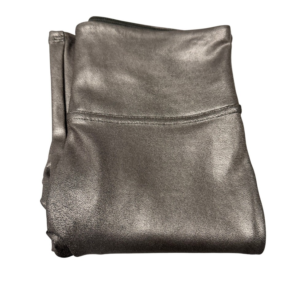 Spanx Leggings Womens Petite Small PS Faux Leather Black Stretch Shapewear