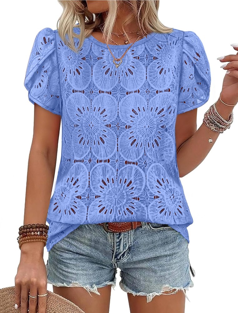 Tops for Women Trendy Summer Short Sleeve Dressy Casual Blouses Business Casu...