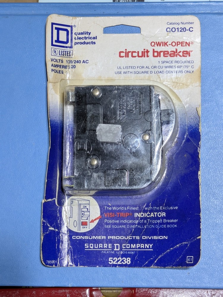 Square D QO120-C Circuit Breaker 1-Pole 20A 120/240V