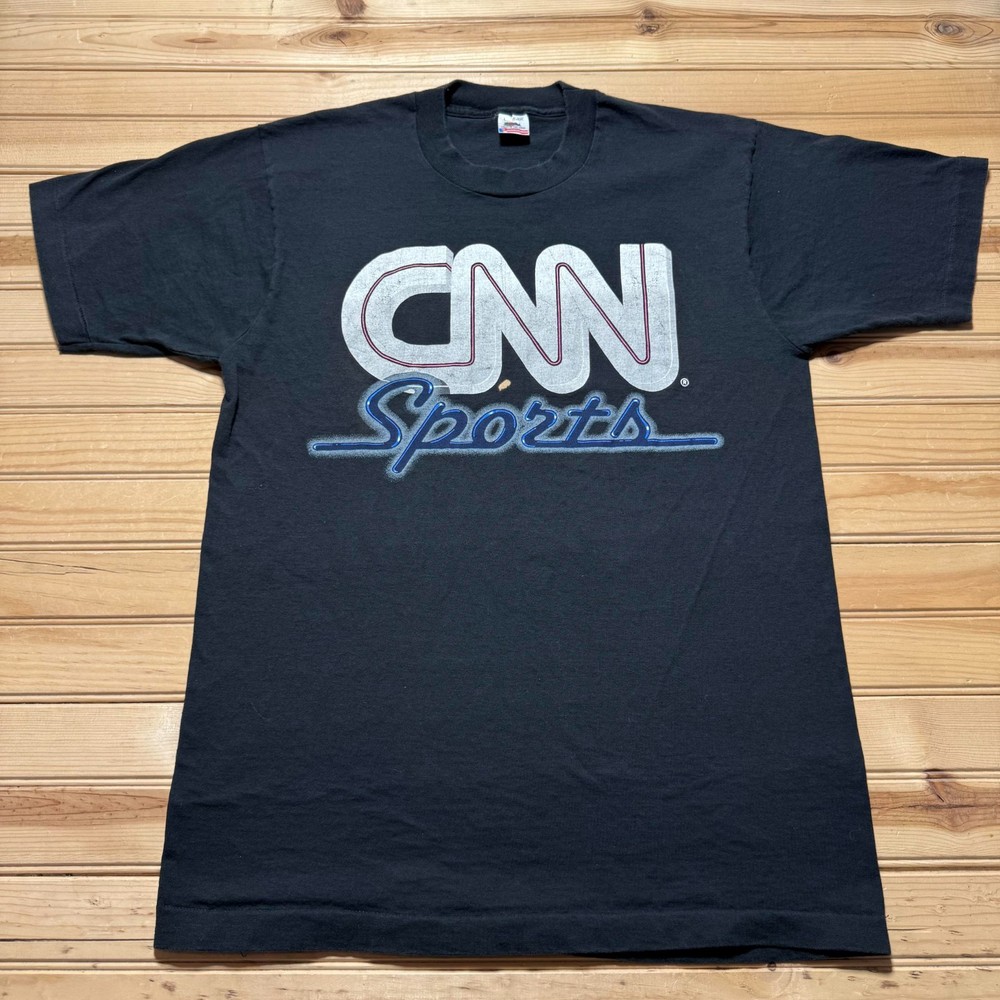 Vintage 90s CNN Sports News TV Single Stitch Promo T-Shirt USA Made - Size Large