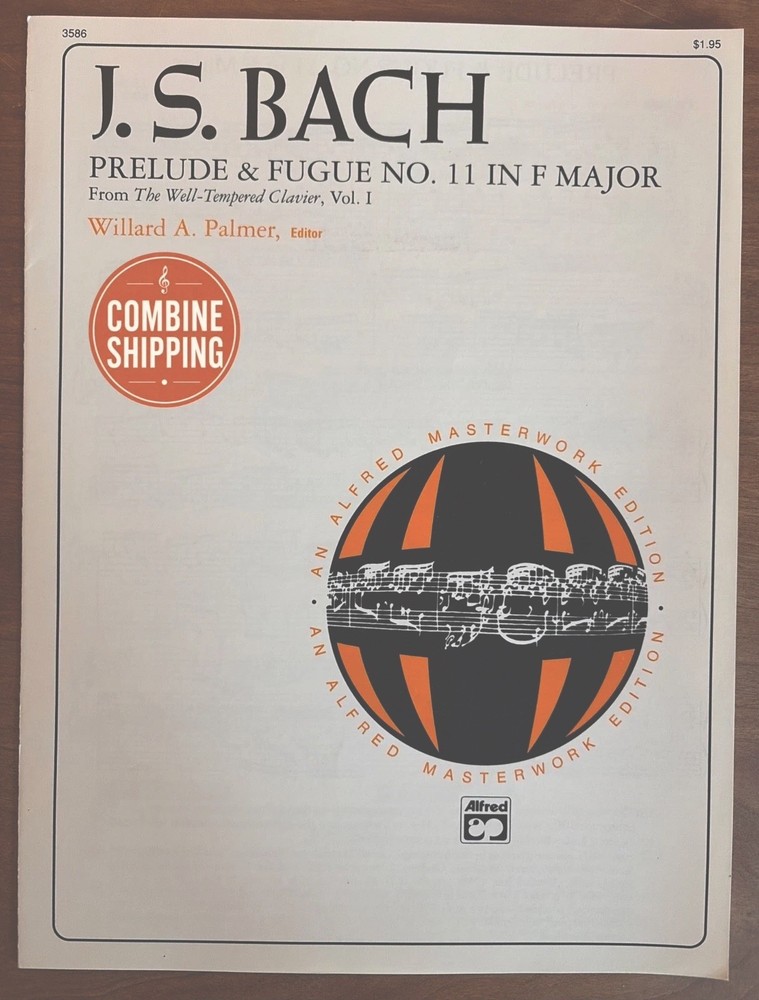 Bach Prelude & Fugue No. 11 in F Major BWV 856 Sheet Music Alfred Palmer WTC Boo