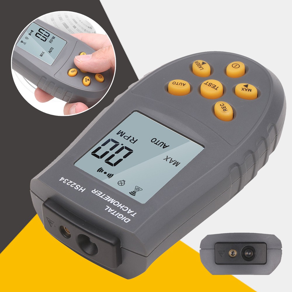 HS2234 Digital Laser Tachometer LCD RPM Test Small Engine Motor Speed Gauge CNaS