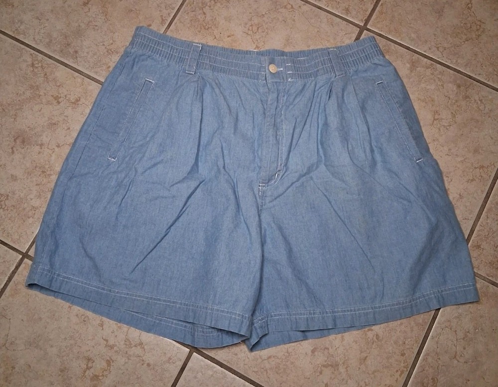 VTG 90s Eddie Bauer Mom High-rise Shorts Denim Pleated Size XL Pockets