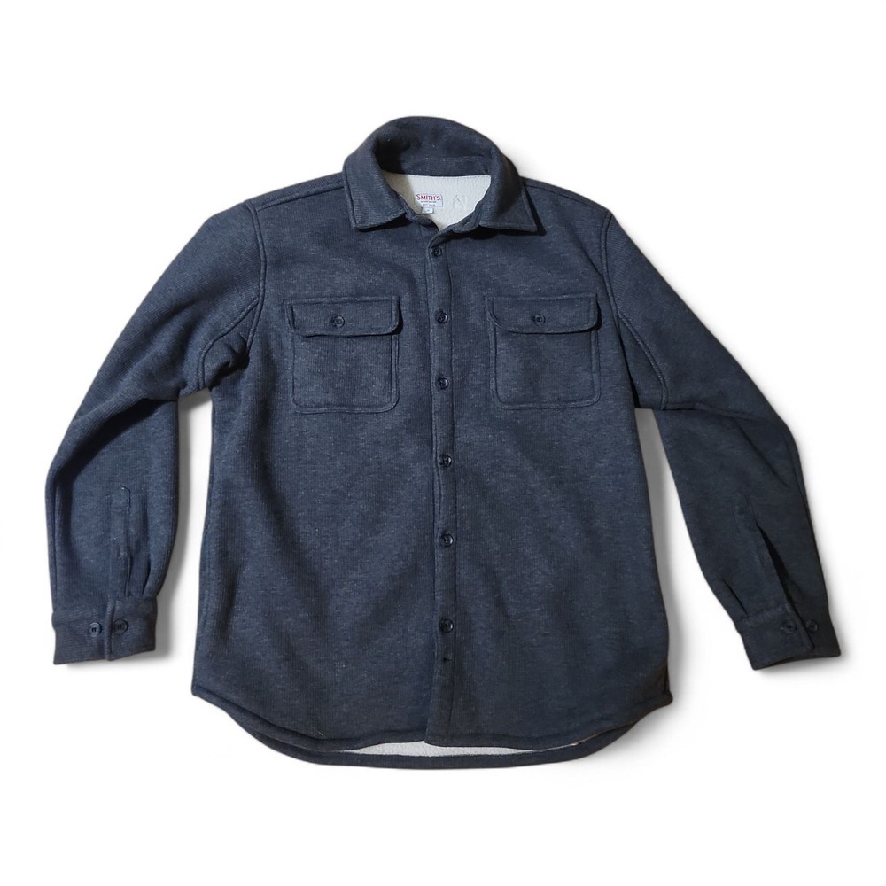 Smith's Workwear Sherpa Lined Gray Jacket Mens Sz Medium Button Up Long Sleeve