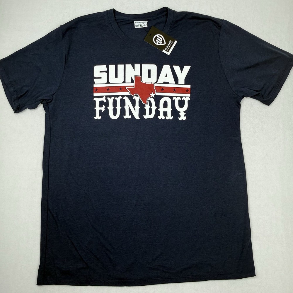 New Where I’m From Houston Texans T-Shirt Men’s 2XL Blue Sunday Funday S/S Crew