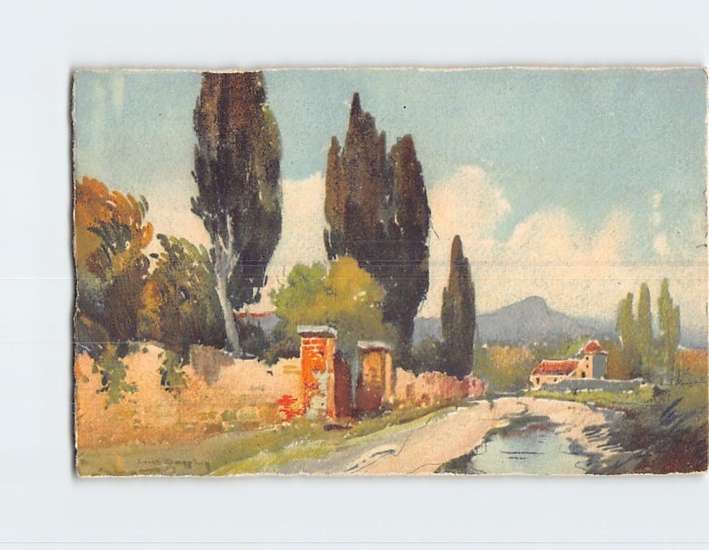 Postcard Countryside Scene Painting