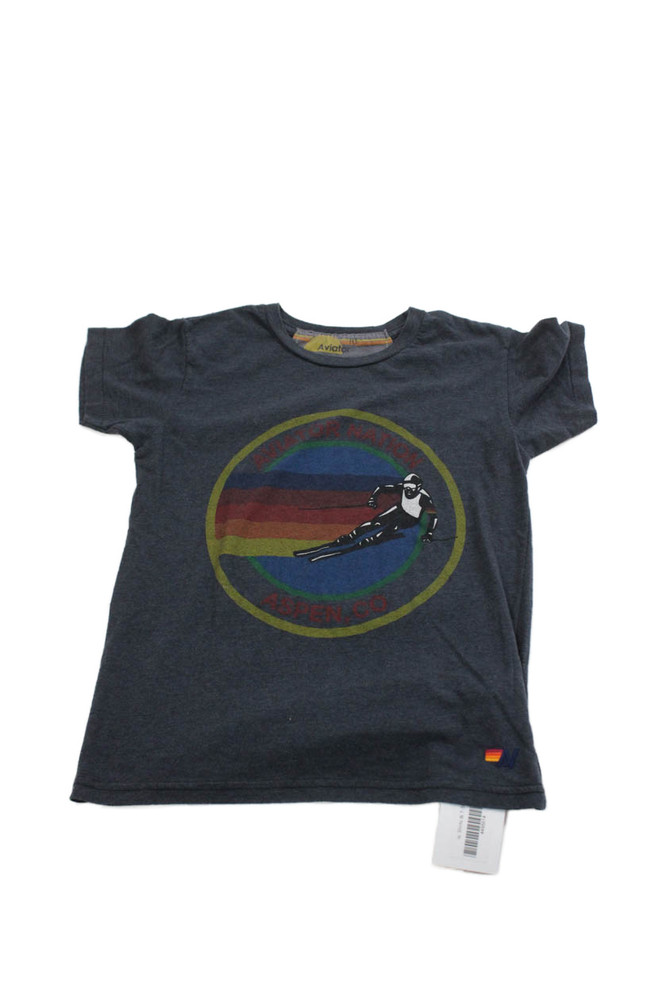 Aviator Nation Childrens Girls Short Sleeves Tee Shirt Grey Cotton Size 10Free Shipping in US $100+ Orders | $6.95 Orders Below
