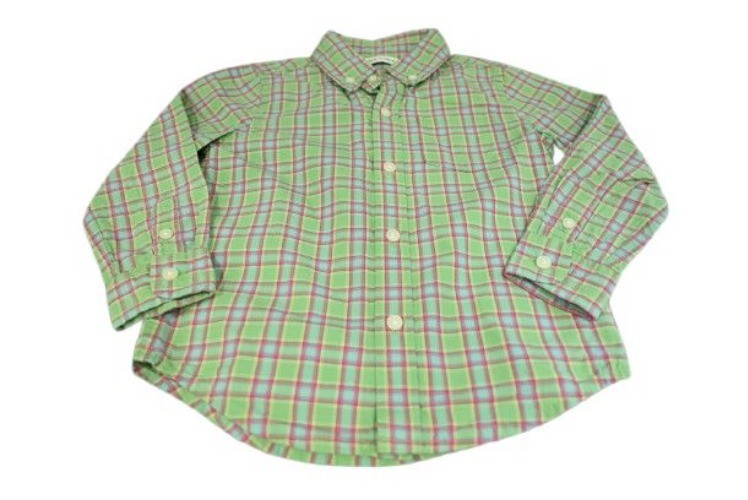 Janie and Jack Toddler Plaid Button Down Shirt Green Sz 2T Preppy Party Dress