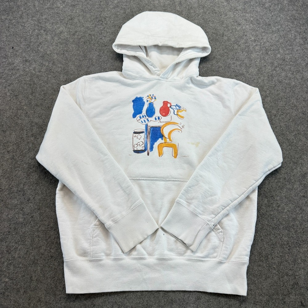 Aime Leon Dore Hoodie Mens Large White Graphic Pullover Abstract Art Painting-image