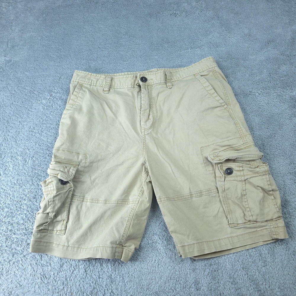 Aeropostale Shorts Mens 34 Khaki Cargo Utility Pockets Cotton Stretch Beige
