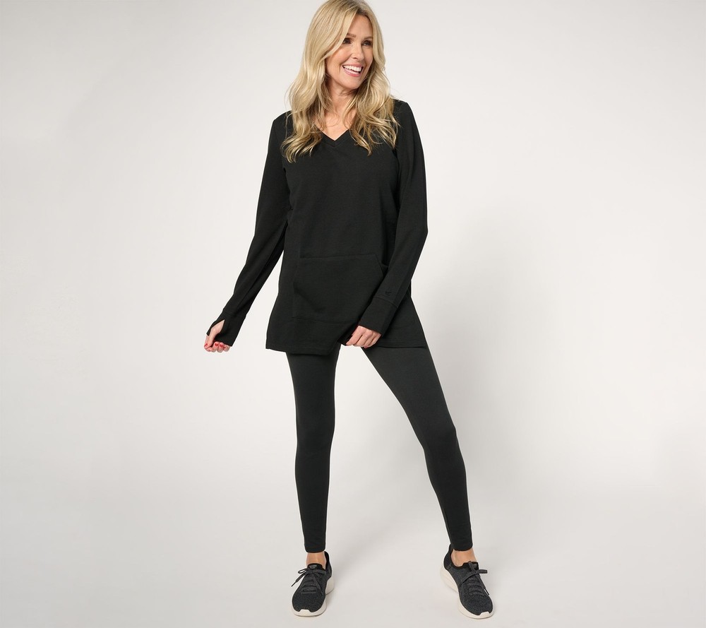 Cuddl Duds Women's Petite Sleepwear PXS Comfortwear Tunic & Legging Black