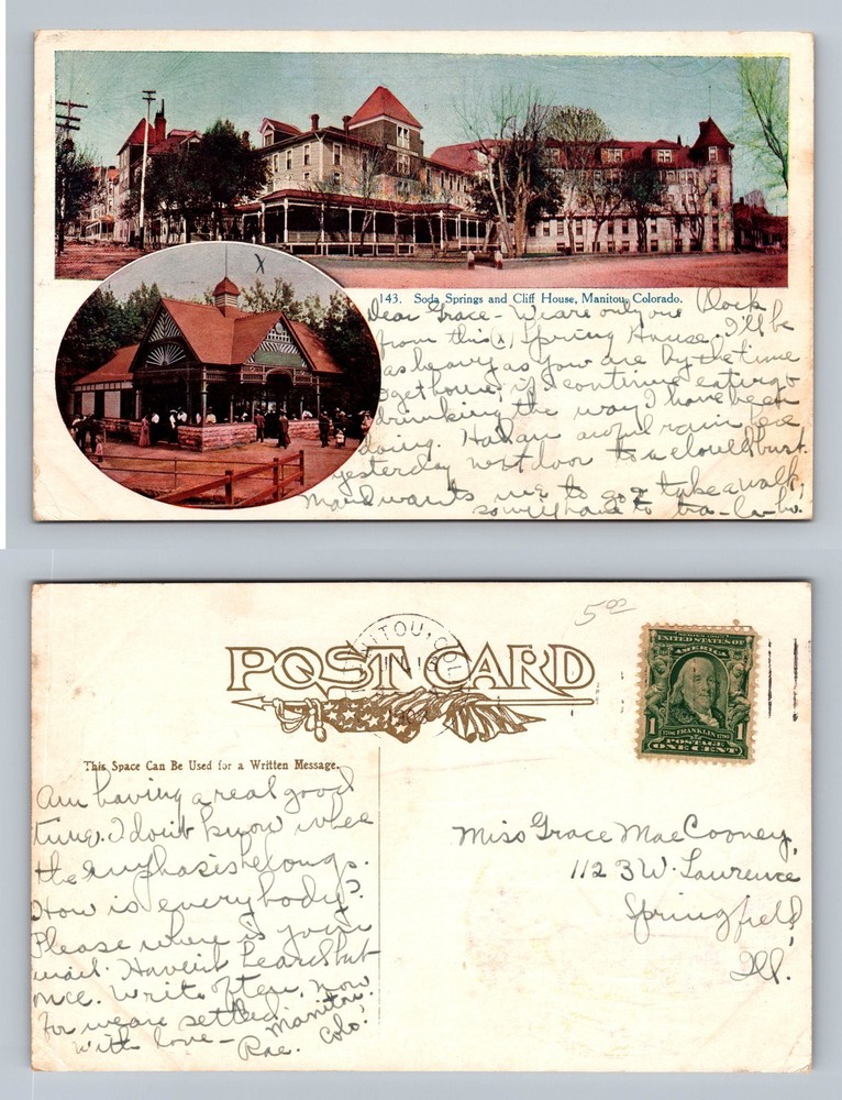 Manitou, CO-Colorado, Soda Springs Cliff House Combo PC Vintage Postcard