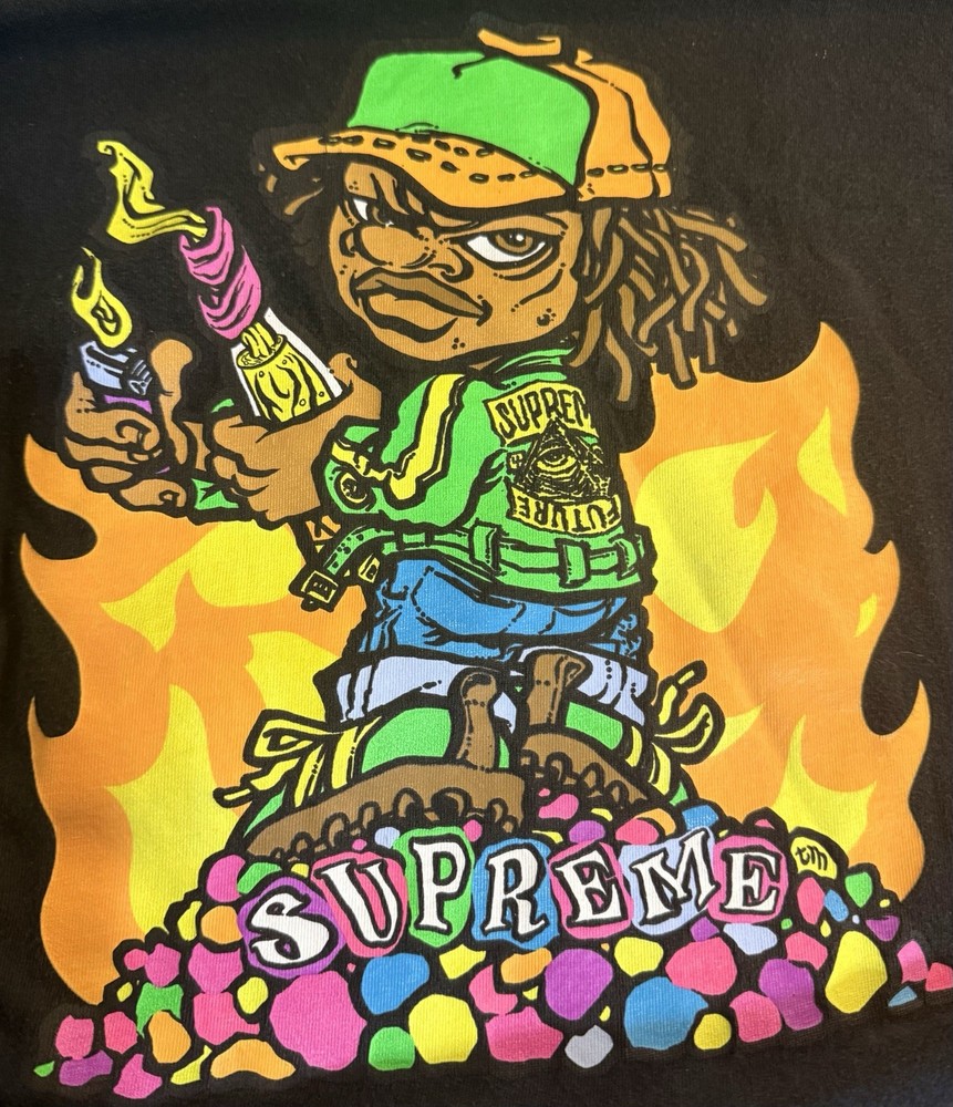 Supreme Molotov Kid Black Tee Size Large SS19 Pre Owned 100% Authentic