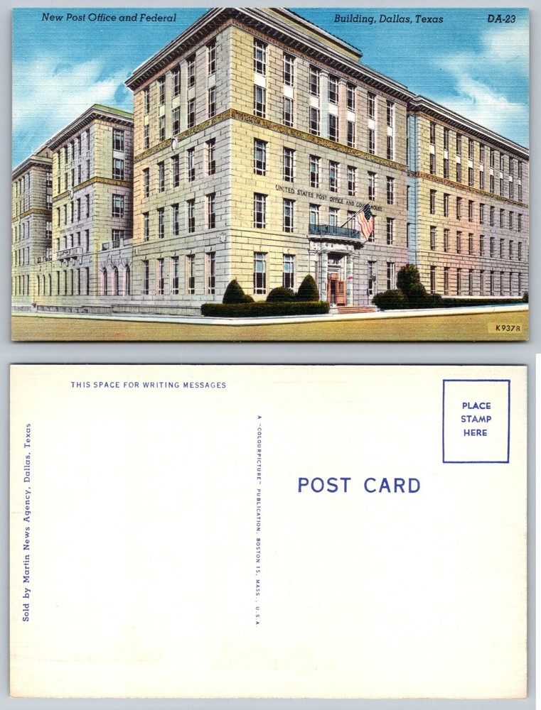 Dallas Texas New Post Office Federal Building Linen Postcard Colourpicture