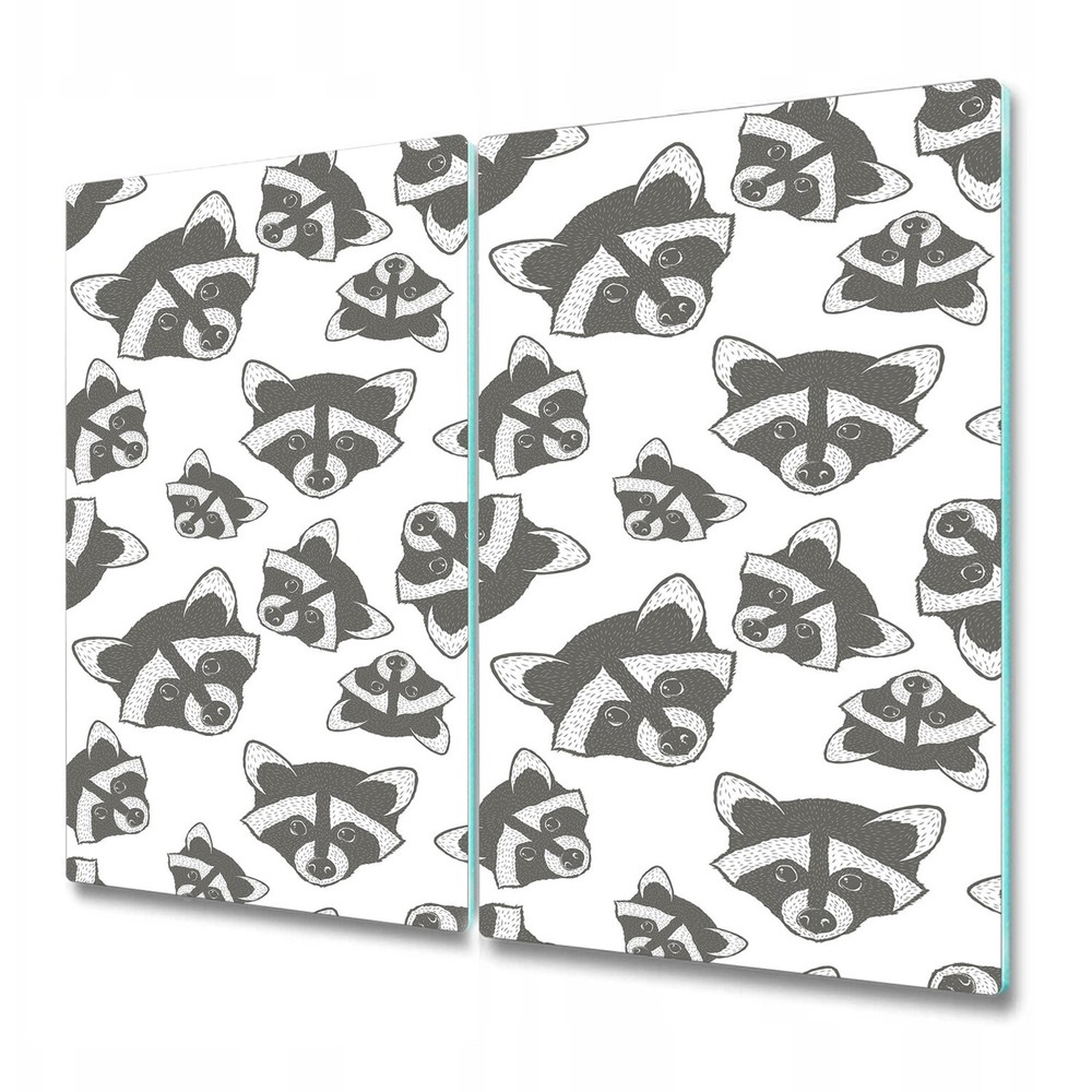 Glass Surface Protector Worktop Saver Raccoons Animal for Monochrome 2x30x52