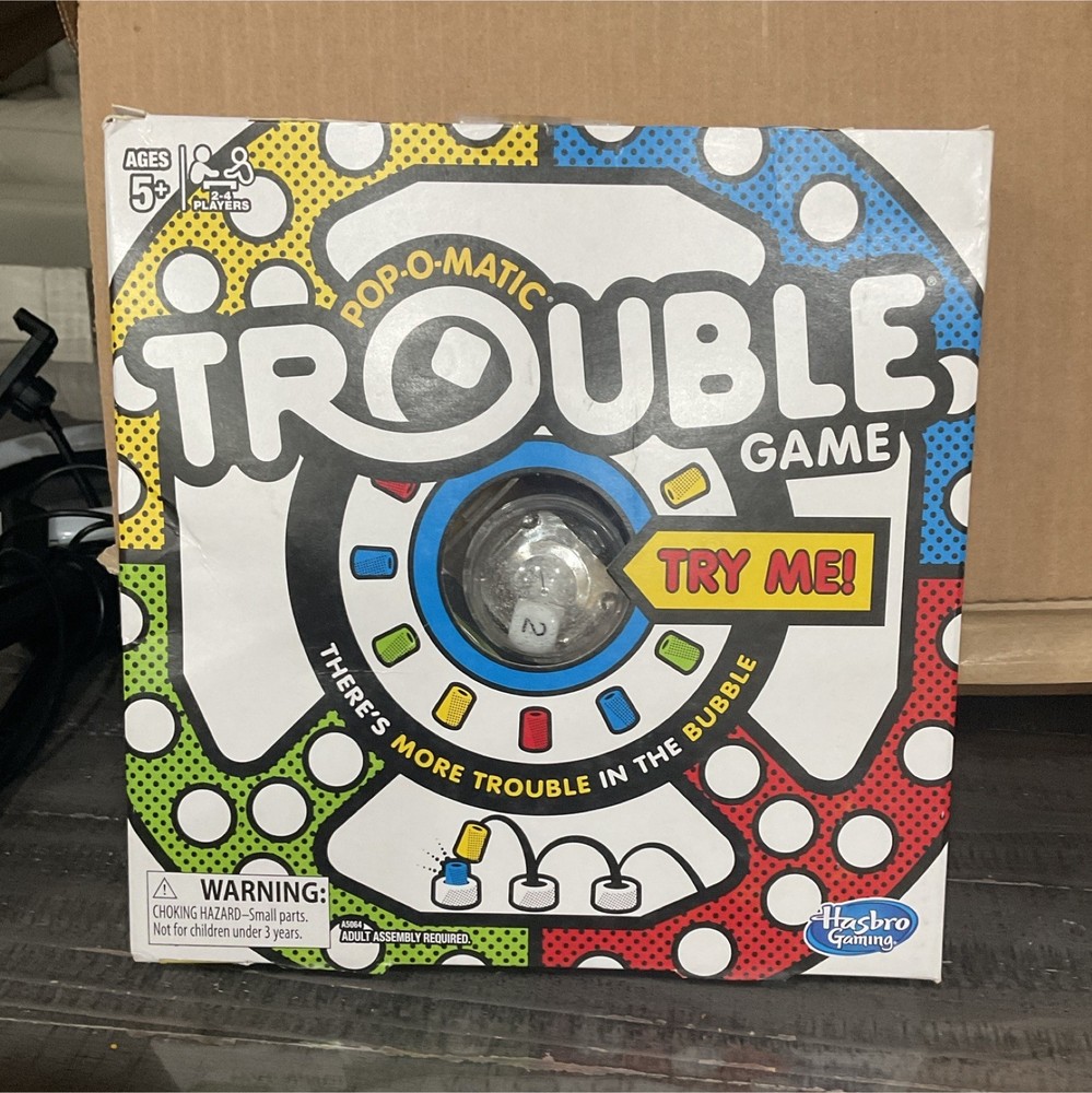 Hasbro Trouble Board Game Pop-O-Matic Dice Ages 5+ 2018 Complete Strategy