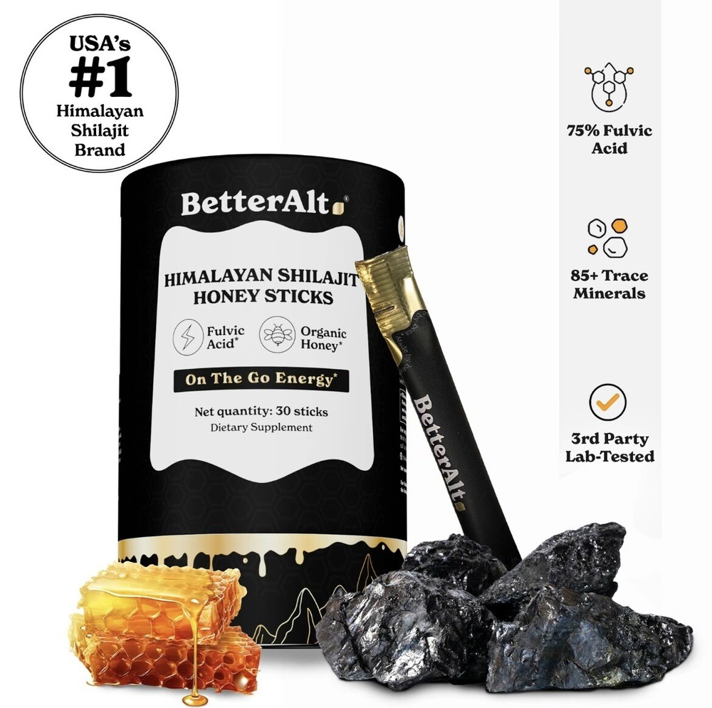 Better Alt Pure Shilajit Sticks with Organic Honey, Naturally Sweeter (30 Pcs)