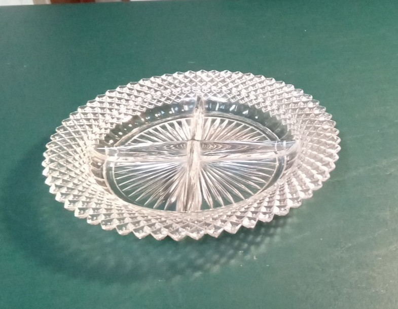 Anchor Hocking Miss America Clear Depression Glass 4 Part Divided Relish Plate