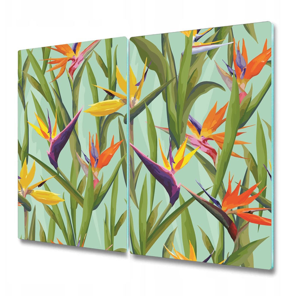 Glass Induction Ceramic Hob Cover Exotic Leaves tropical leaves pastel art