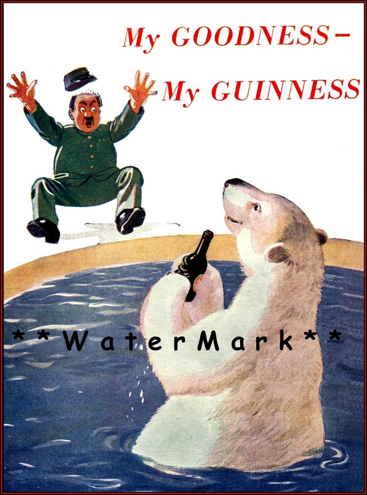 My Goodness Guinness Polar Bear Zoo Keeper Vintage Poster Print Retro Style