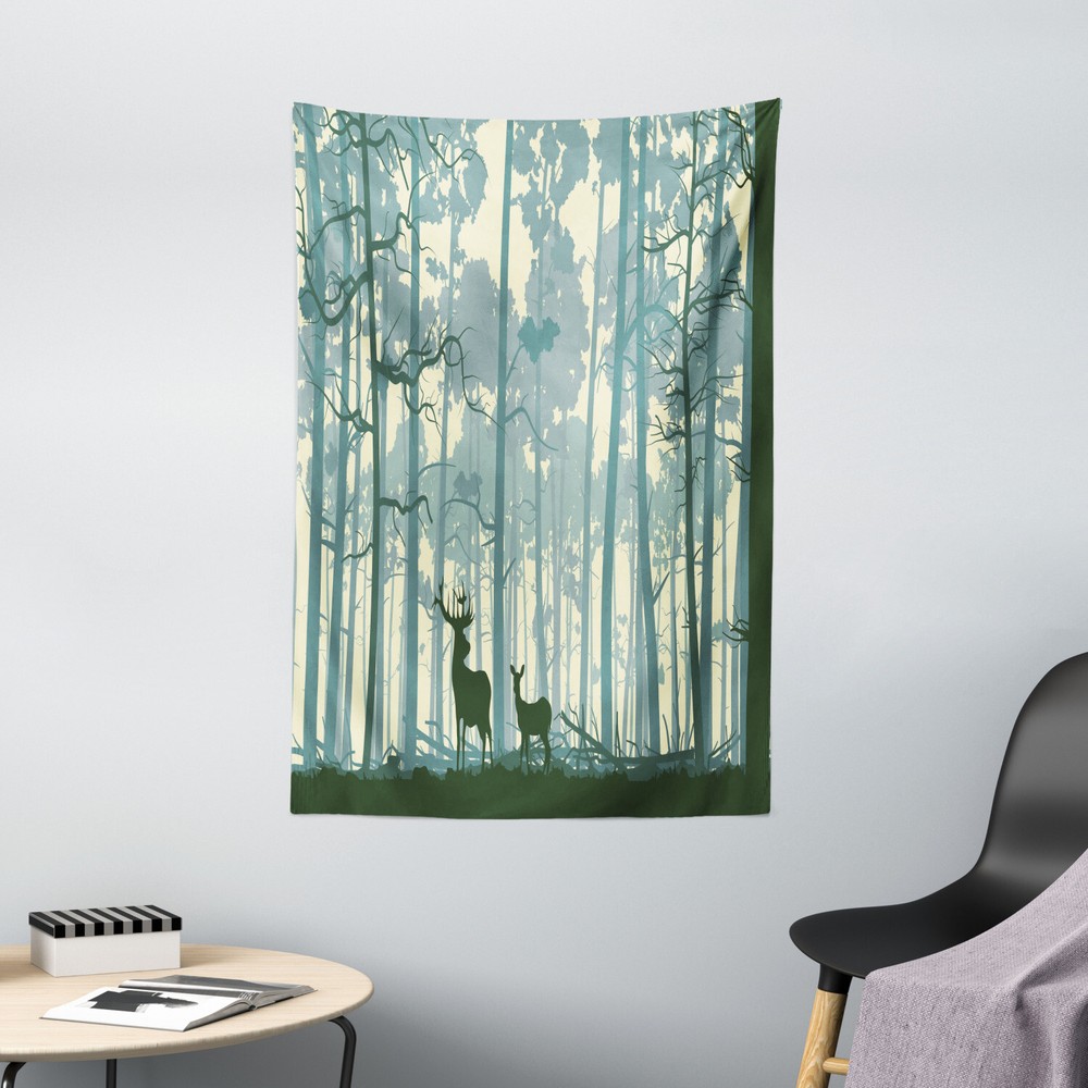 Deer Tapestry Foggy Forest Wall Hanging Decor for Any Room