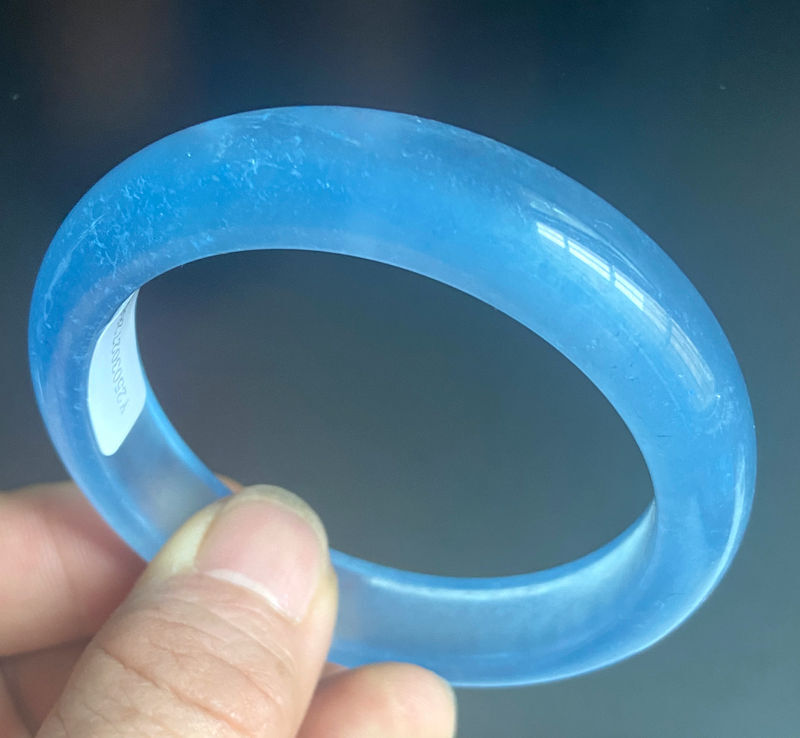 Certified Grade A Icy Blue 57-58mm Natural Jadeite Bangle Bracelet