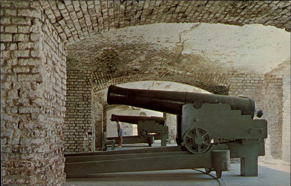 Charleston South Carolina Fort Sumter Natl Monument cannon Civil War postcard