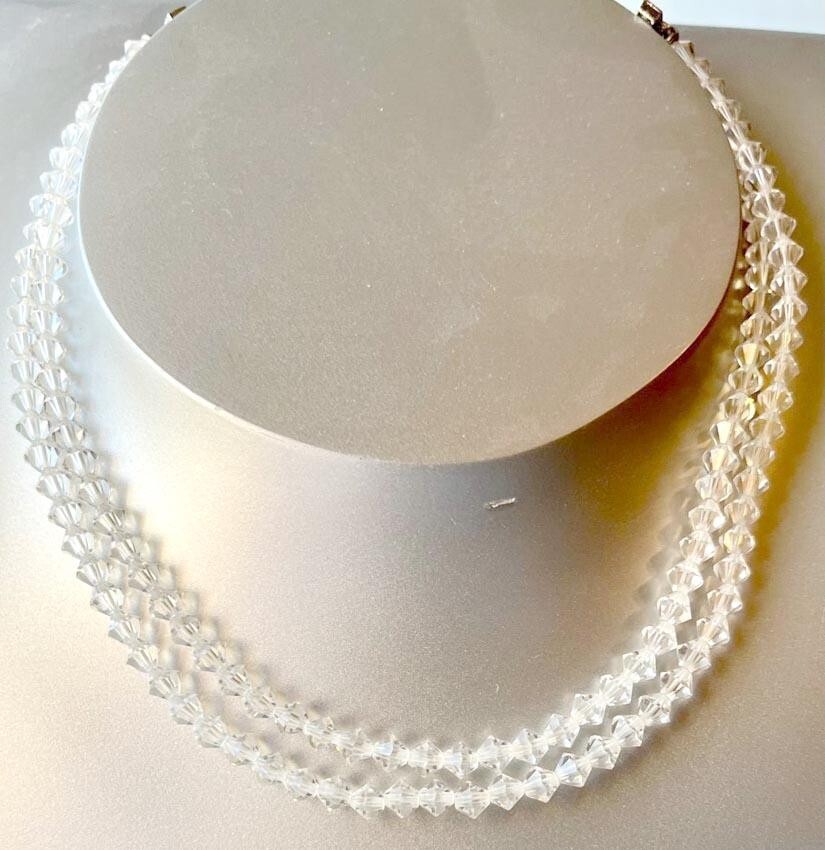 Vintage Laguna Double Strand Crystal Necklace 16.25