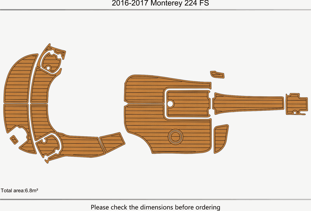 2016 Monterey 224 Cockpit Swim Platform Boat EVA Pads Teak Deck Faux Flooring