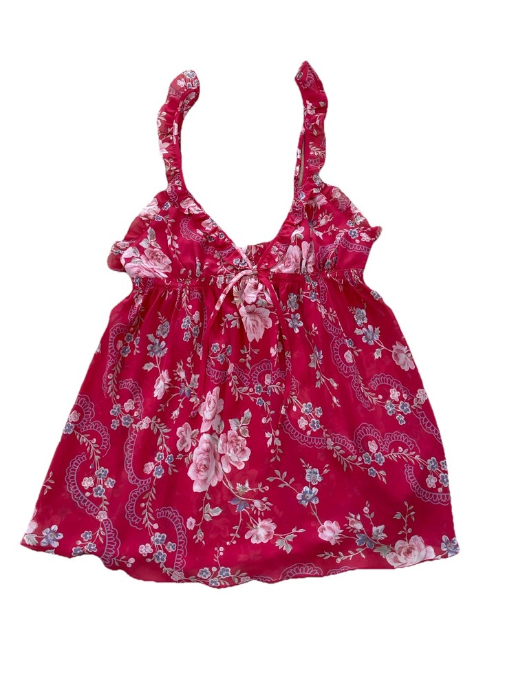 Victoria's Secret Red Floral Sheer Babydoll Lingerie Top in Size XS