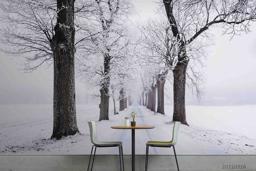 3D Forest Path Winter Landscape Wall Murals Wallpaper Murals Wall Sticker 6