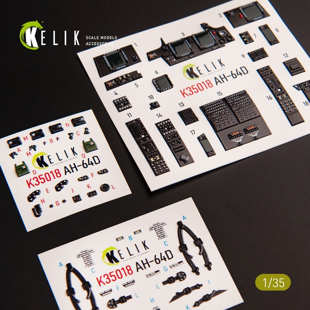 AH-64D Apache Takom. Interior 3D Decals (for Takom) Scale 1:35 KeliK K35018