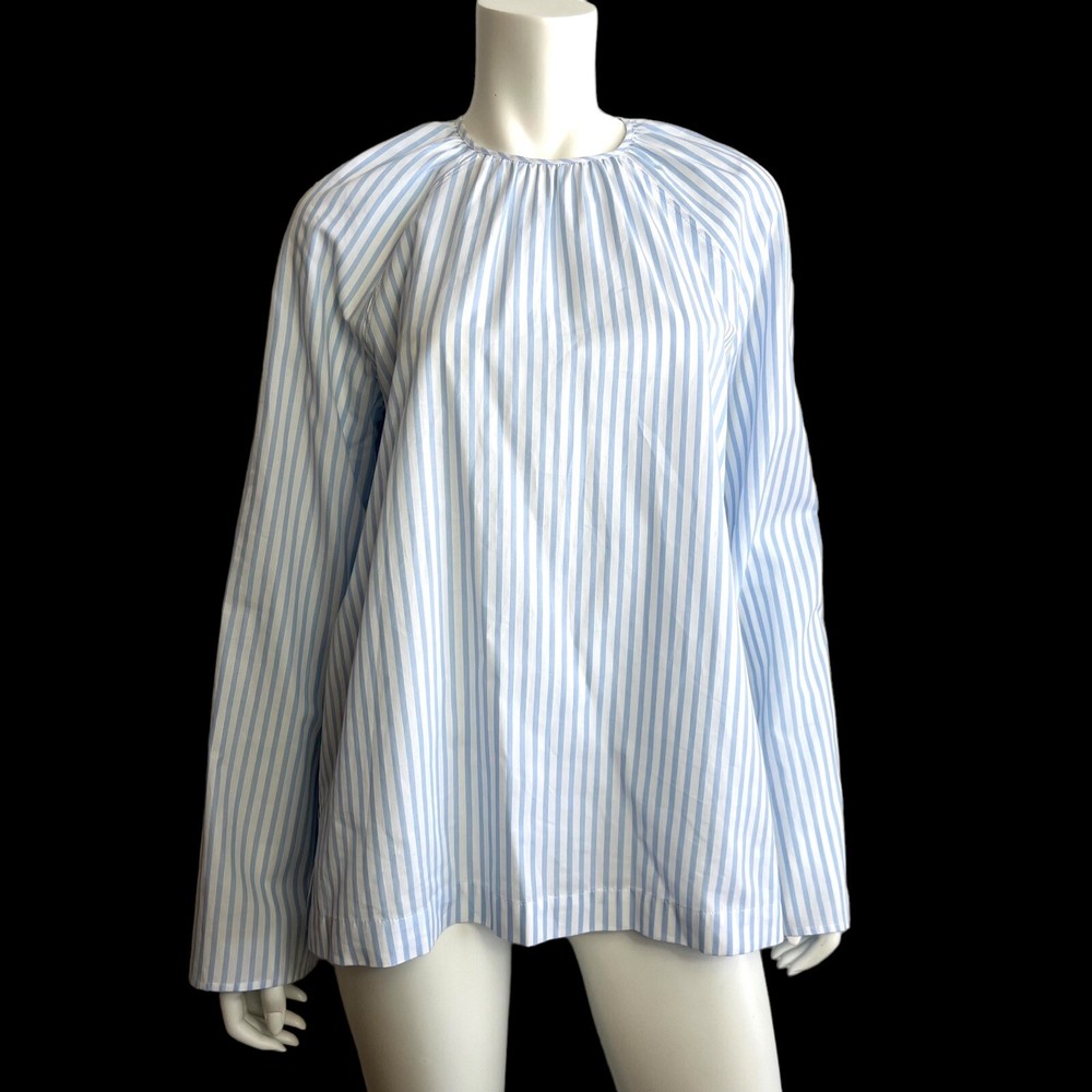 NWT VICTORIA BECKHAM VVB Top Size XS 2 Cotton Blouse Blue White Striped