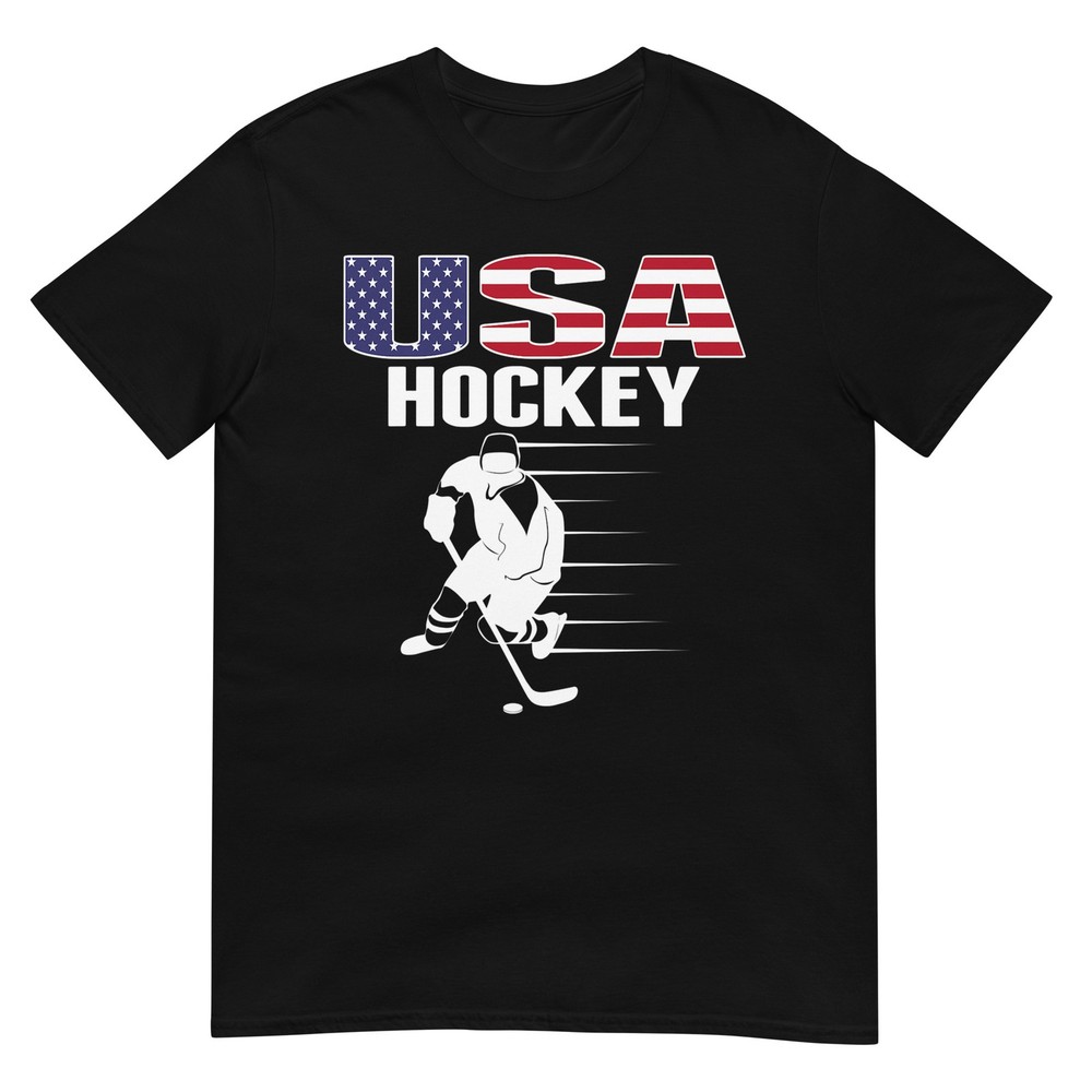 America Ice Hockey Fans Jersey USA Flag Support Hockey Team T-Shirt