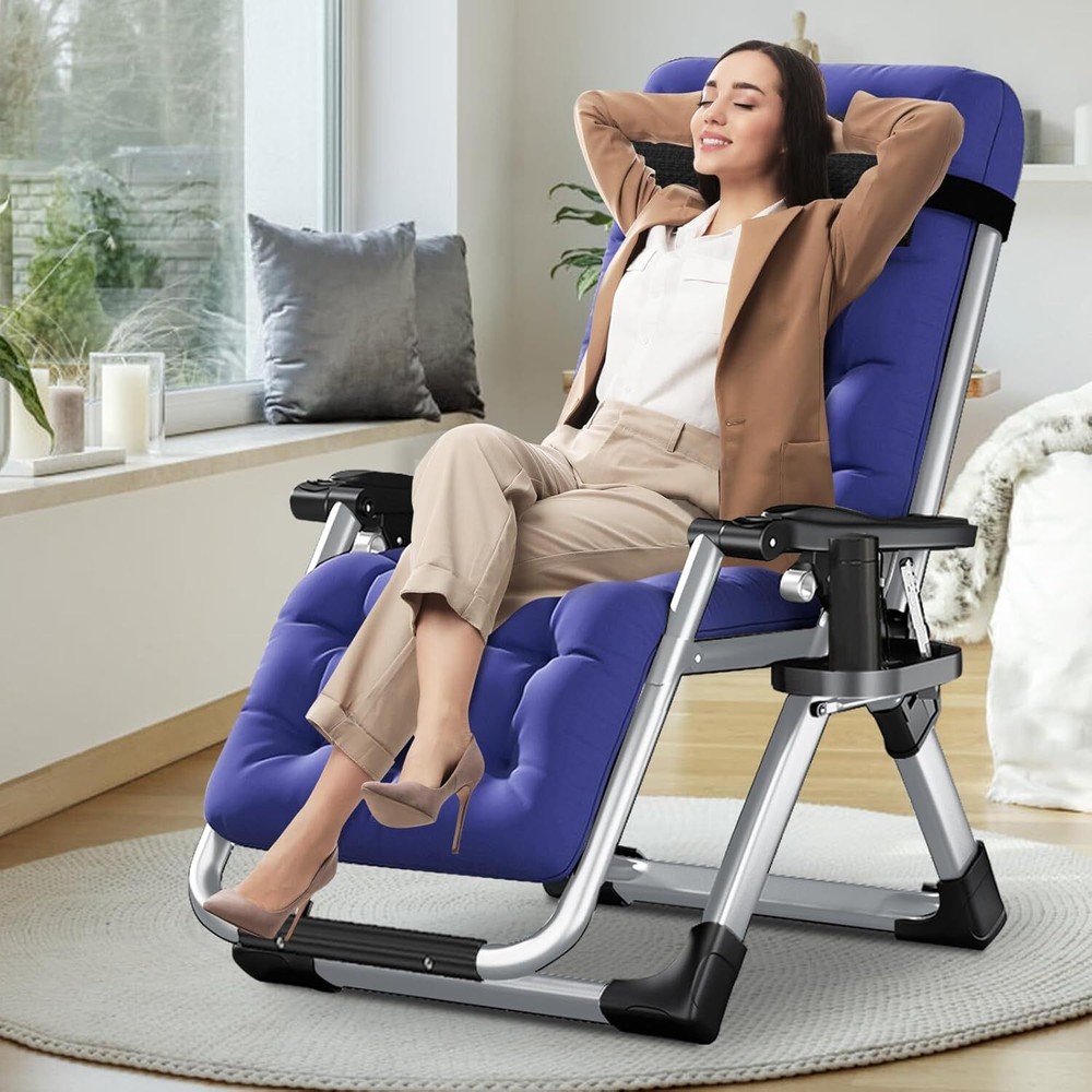 H&ZT Padded Reclining Zero Gravity Folding Lounge Chair for Ultimate Comfort