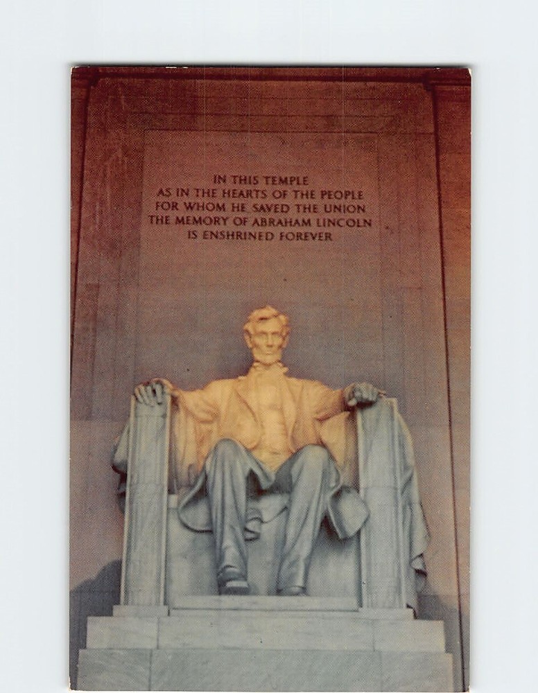 Postcard Lincoln Statue Washington DC