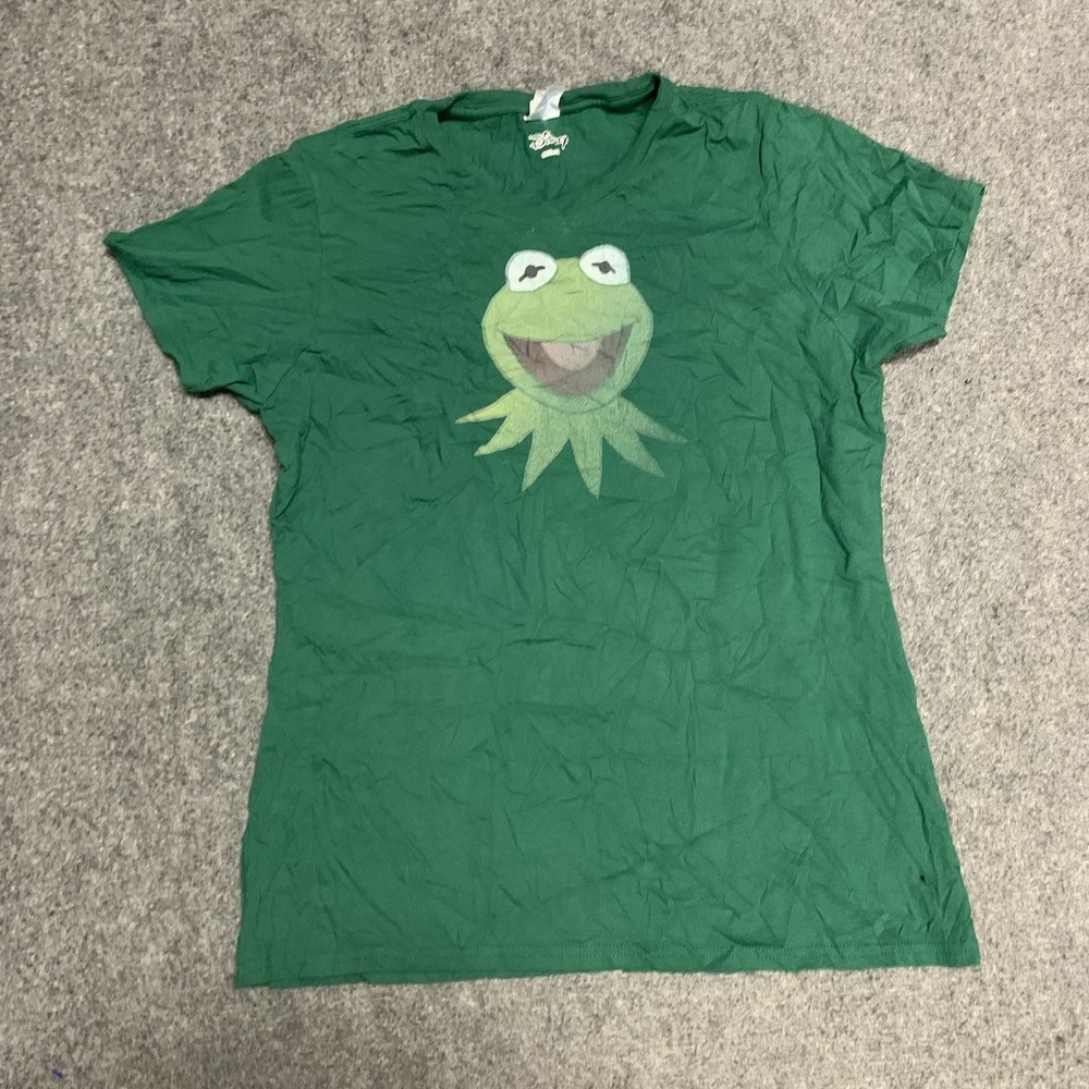 Disney Bright Green Kermit the Frog T-Shirt Size Medium Casual Nerdy Colorful