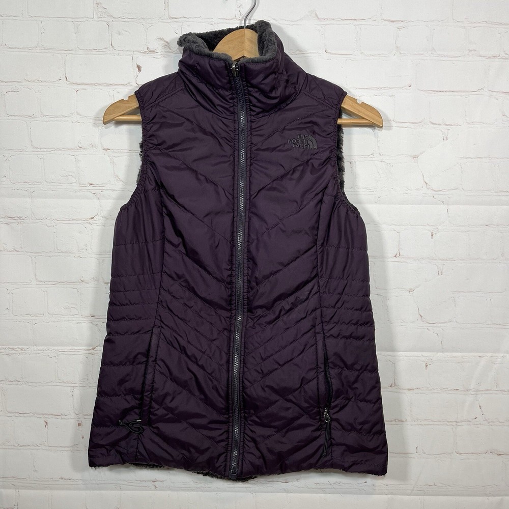 North Face Mossbud Reversible Insulated Vest Zip Jacket Womens Small Purple