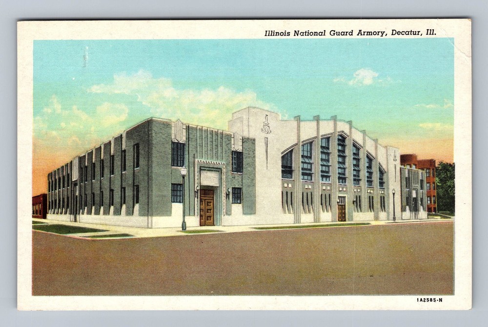 Decatur IL-Illinois National Guard Armory Vintage Postcard