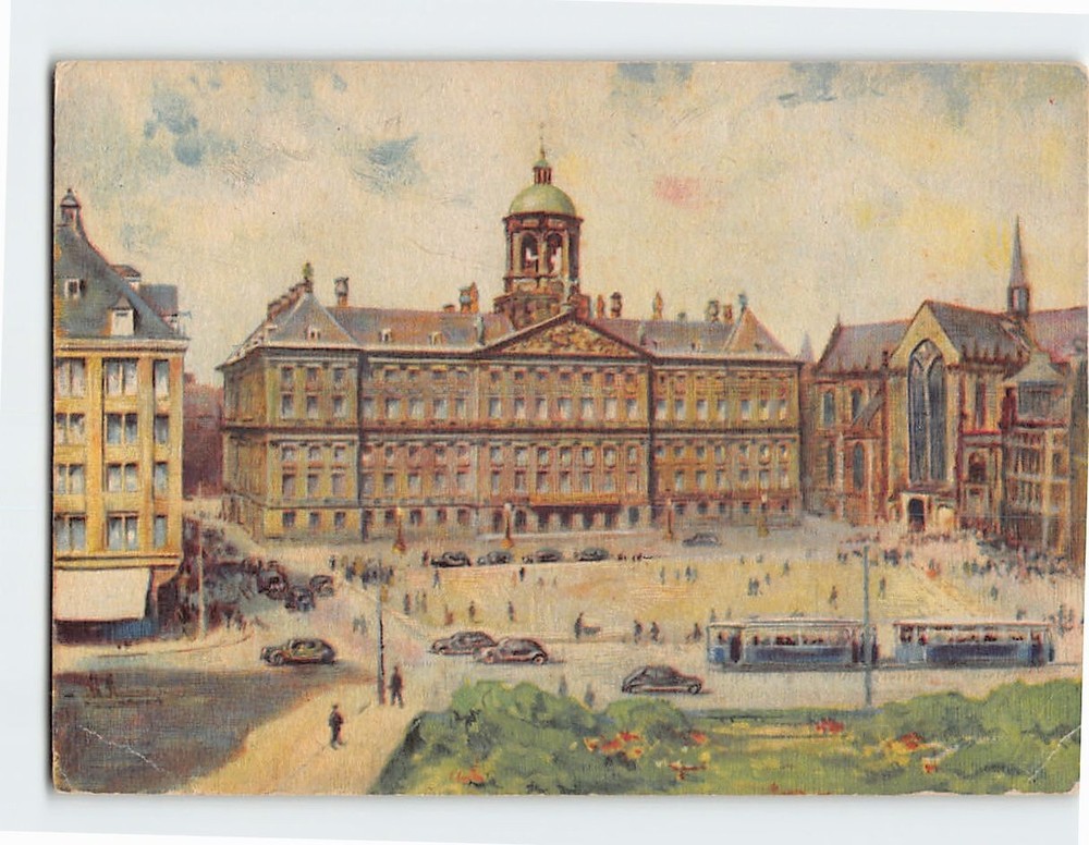 Postcard Dam Met Koninklijk Paleis Amsterdam Netherlands