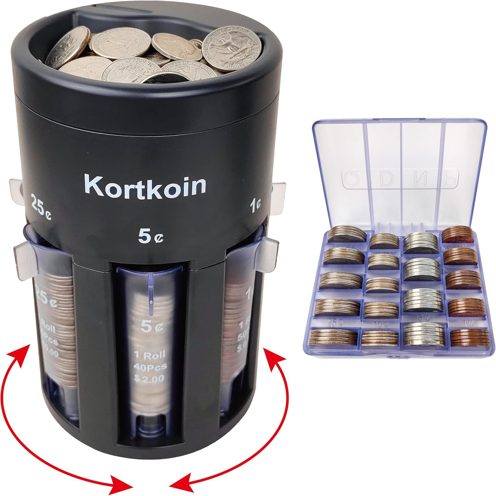 Automatic Coin Sorter 5-In-1 Coin Counter with Coin Wrappers Sort Your Loose Jar
