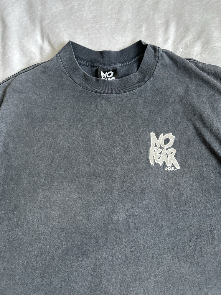 Vintage 90’s No Fear Gear Gray Logo Graphic Print T-Shirt Size XL